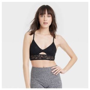 NWT 80's Lace Bralette - Black - Size Small